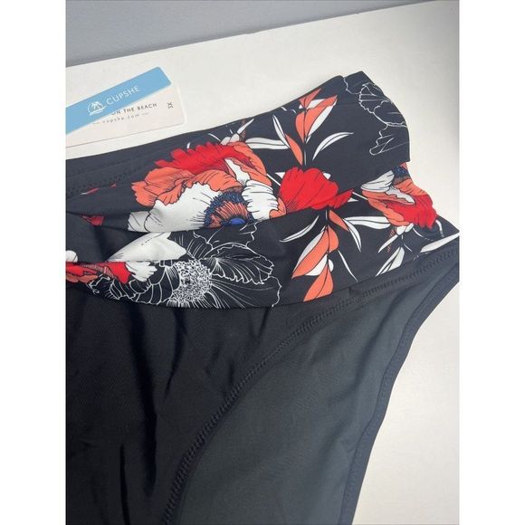 Cupshe Floral Twist Front Wrap‎ Bikini Bottoms Black NWT SIZE 3XL - Picture 4 of 8